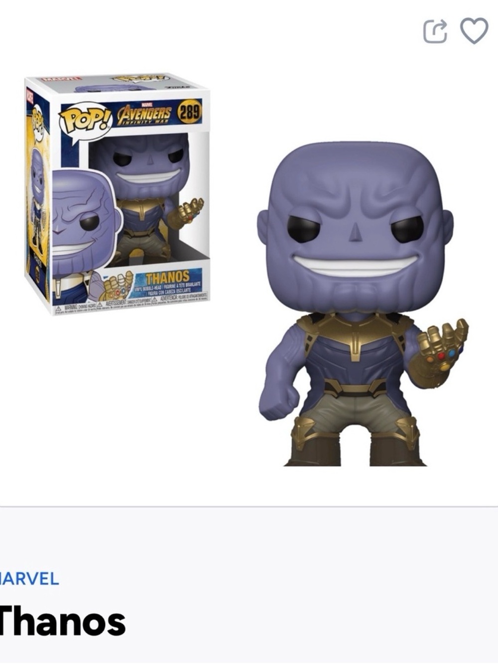 Thanos Funko Pop figure- 289- Marvel